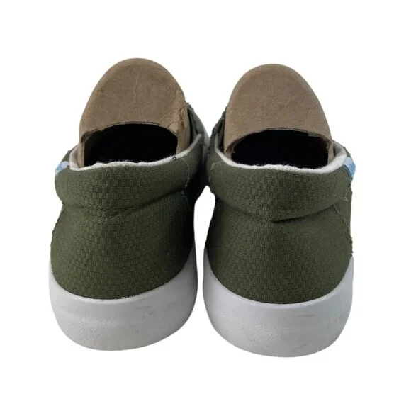 Obtaom Olive Green Slip On Shoes Canvas Sneakers Womens 8 Mens 6.5 - Picture 6 of 10